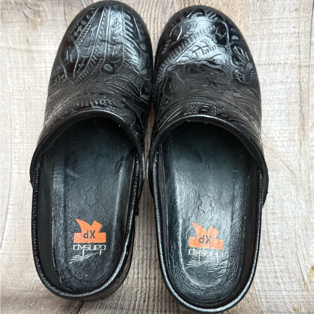 Dansko Black Embossed Women's Mules